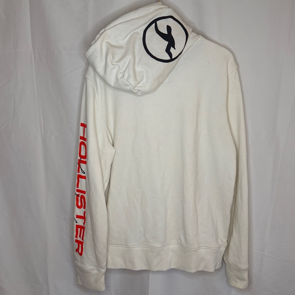 Hollister Men's Logo Pocket Hoodie Sweatshirt - White Black - Medium - Picture 3 of 14